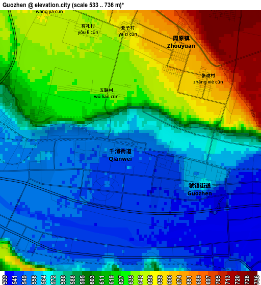 Guozhen elevation map