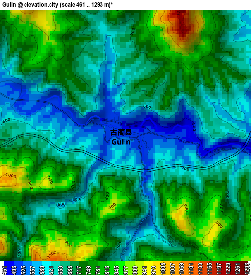Gulin elevation map