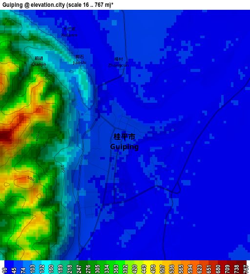 Guiping elevation map