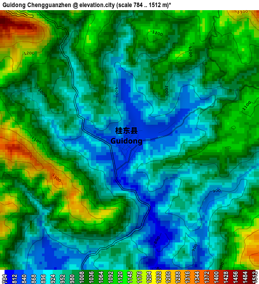 Guidong Chengguanzhen elevation map