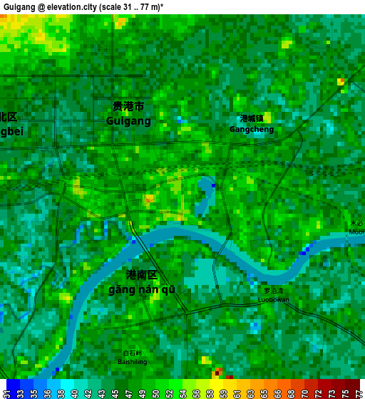 Guigang elevation map