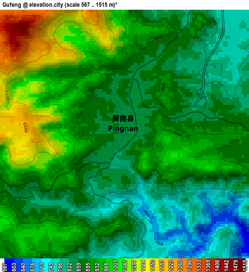 Gufeng elevation map