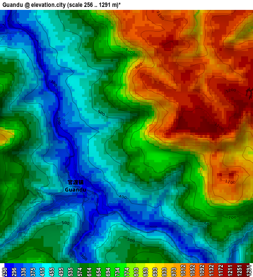 Guandu elevation map