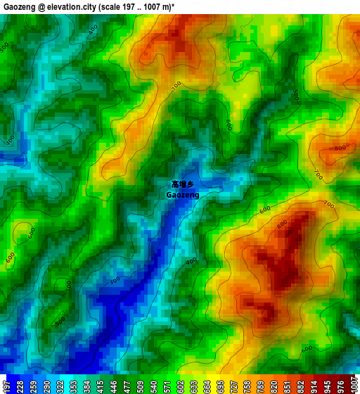 Gaozeng elevation map