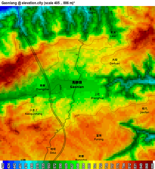 Gaoniang elevation map