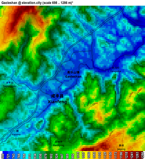 Gaoleshan elevation map