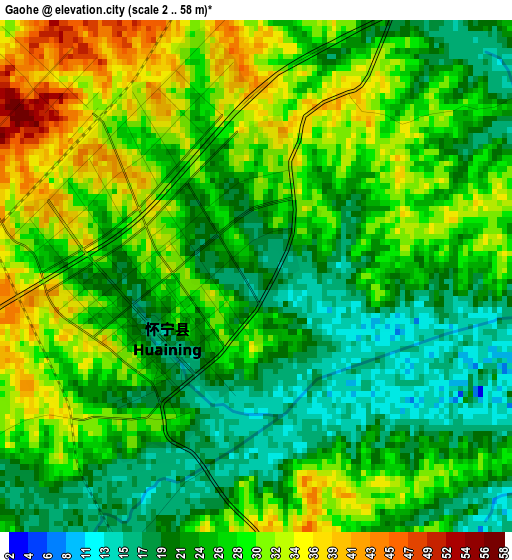 Gaohe elevation map