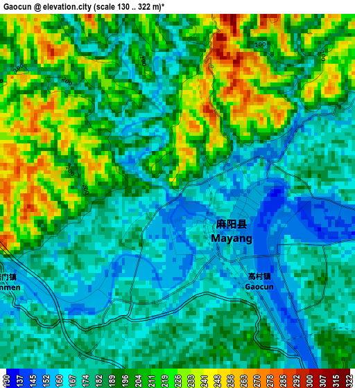 Gaocun elevation map