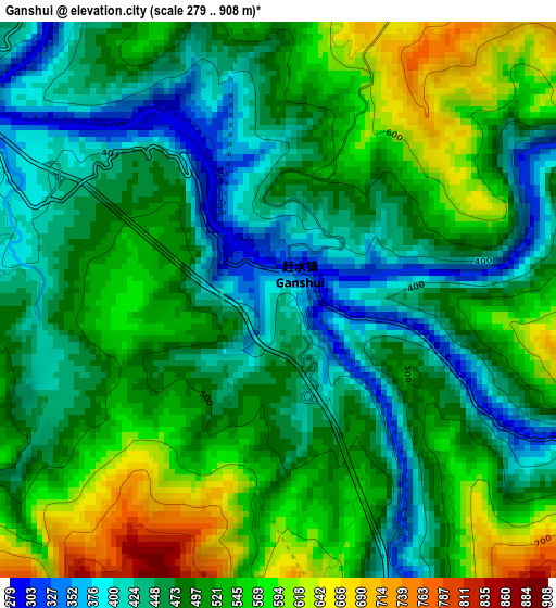 Ganshui elevation map
