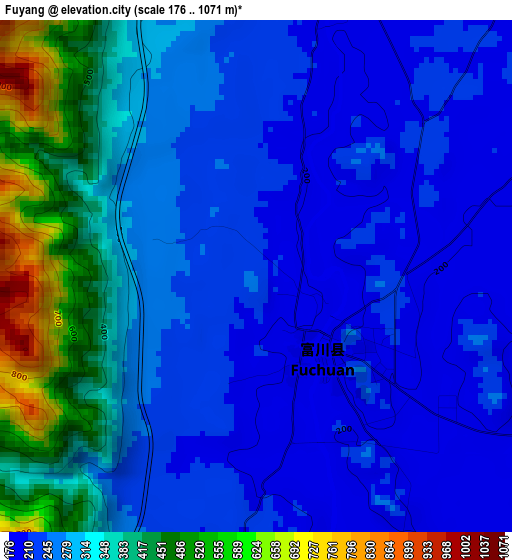 Fuyang elevation map