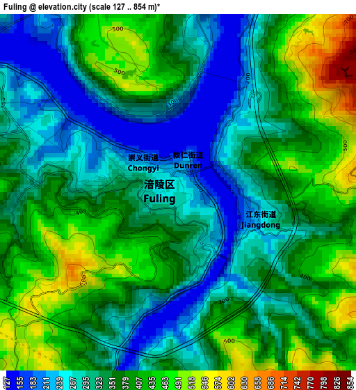 Fuling elevation map