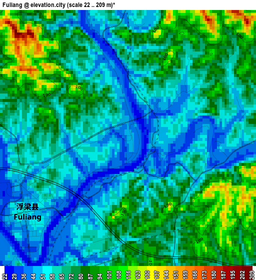 Fuliang elevation map