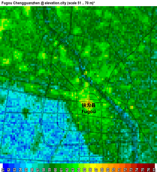 Fugou Chengguanzhen elevation map