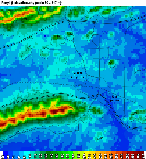 Fenyi elevation map