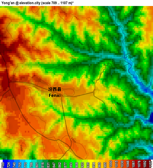 Yong’an elevation map