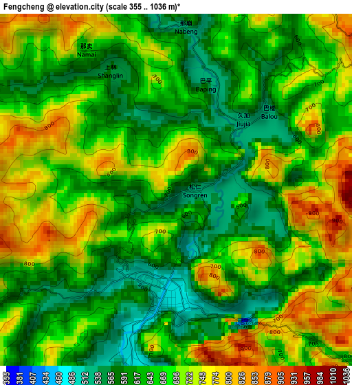 Fengcheng elevation map