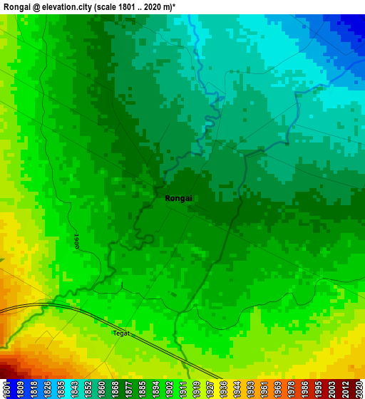 Rongai elevation map