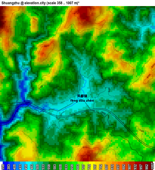 Shuangzhu elevation map