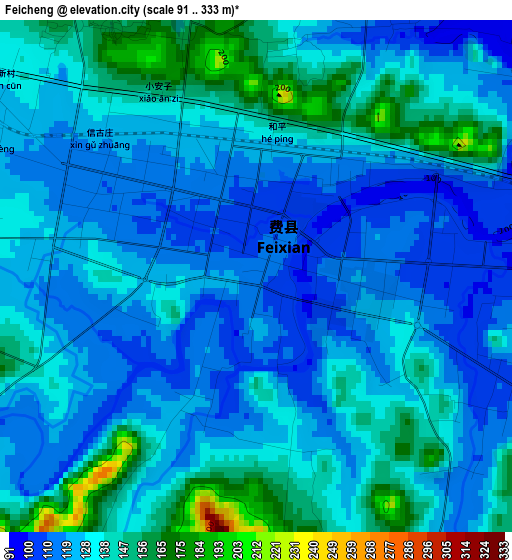 Feicheng elevation map