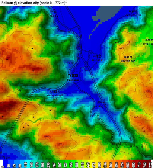 Feiluan elevation map