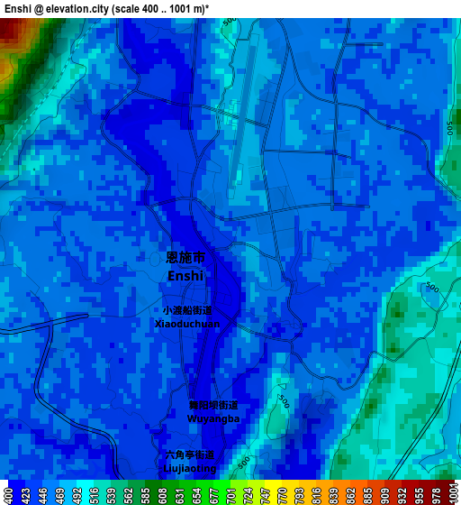 Enshi elevation map