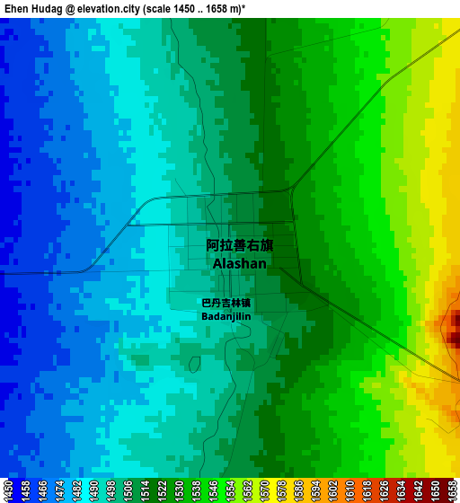 Ehen Hudag elevation map