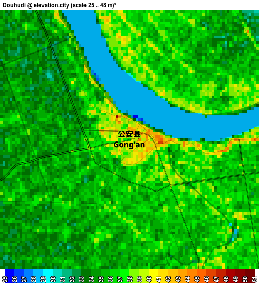 Douhudi elevation map