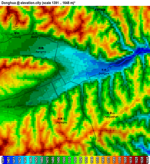 Donghua elevation map