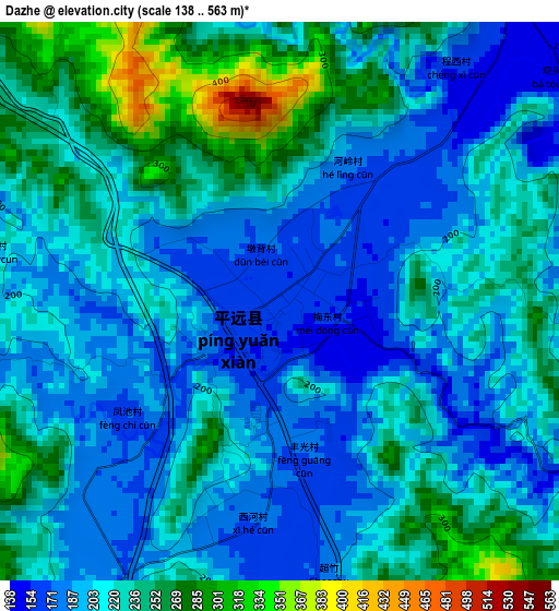 Dazhe elevation map