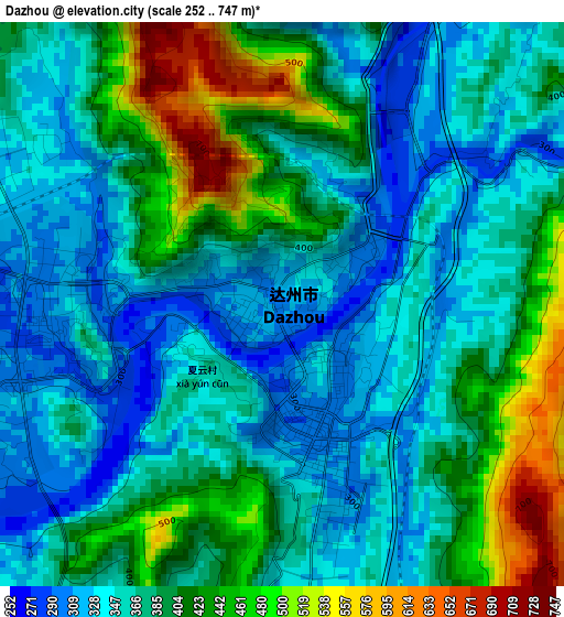 Dazhou elevation map