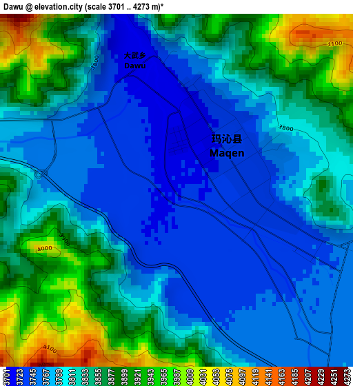 Dawu elevation map