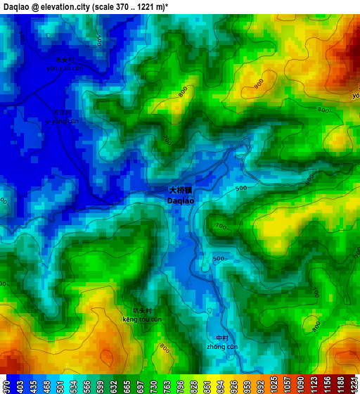 Daqiao elevation map