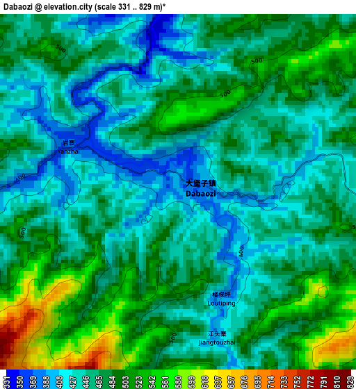 Dabaozi elevation map