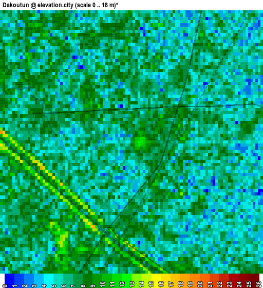 Dakoutun elevation map