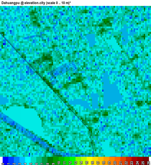 Dahuangpu elevation map