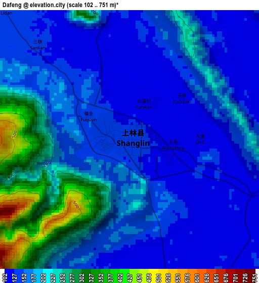 Dafeng elevation map