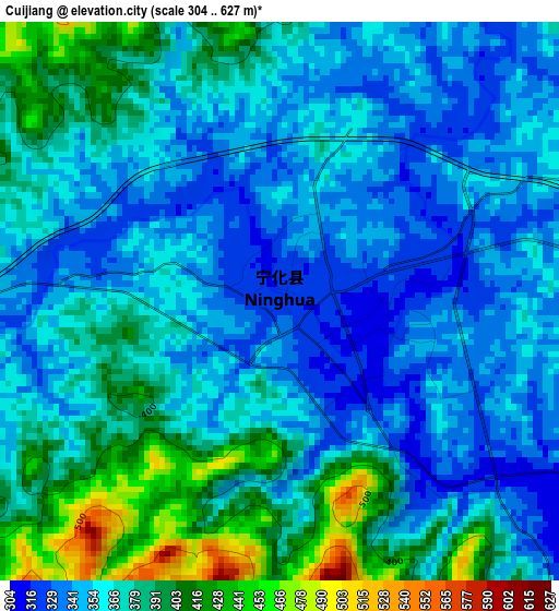 Cuijiang elevation map