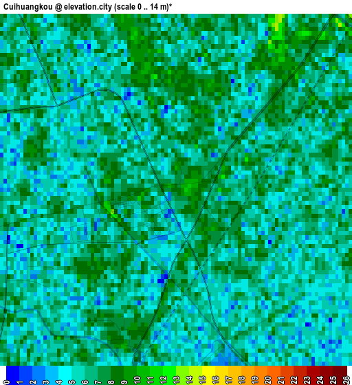 Cuihuangkou elevation map