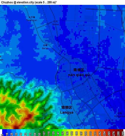 Chuzhou elevation map