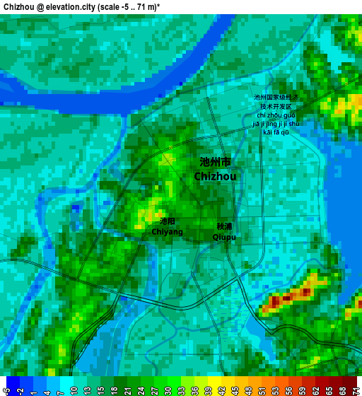 Chizhou elevation map