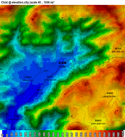 Chixi elevation map