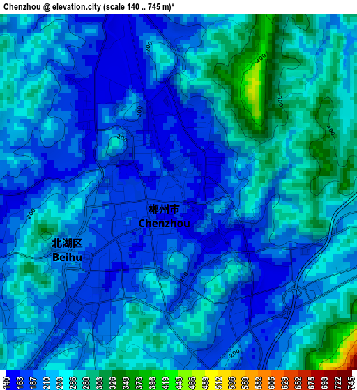 Chenzhou elevation map