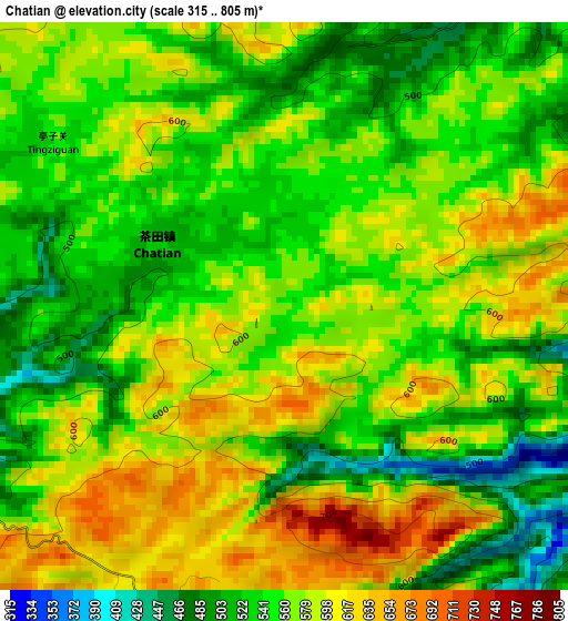 Chatian elevation map