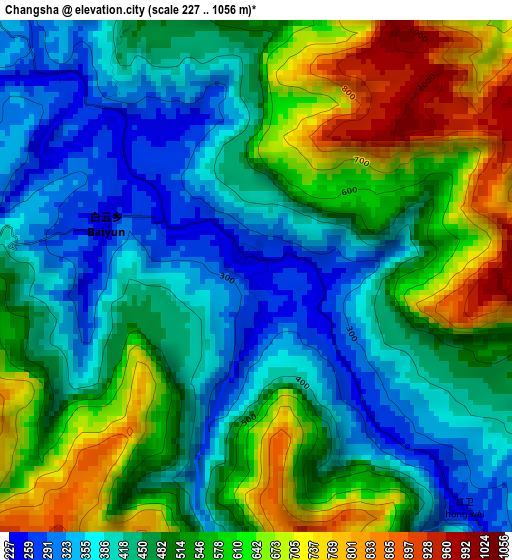 Changsha elevation map