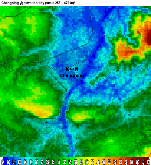 Changning elevation map