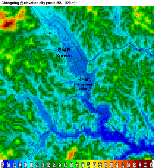 Changning elevation map