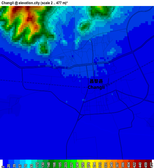 Changli elevation map