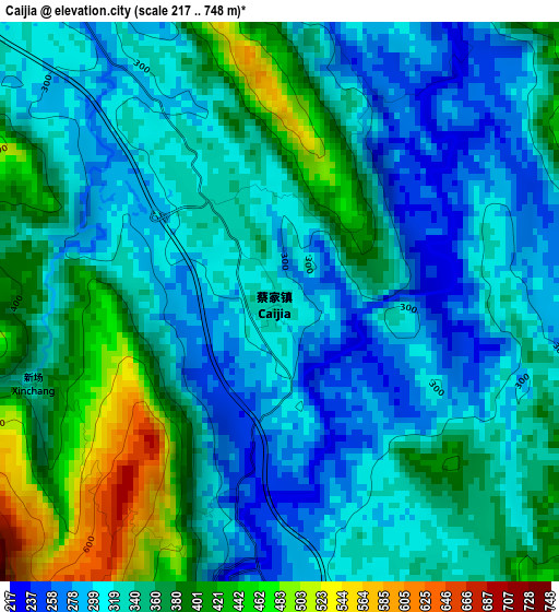 Caijia elevation map