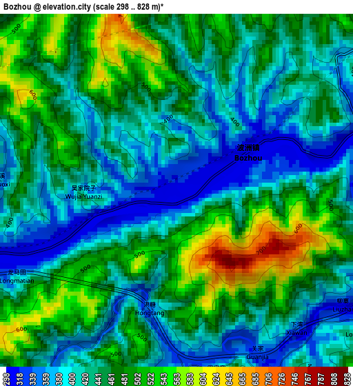 Bozhou elevation map