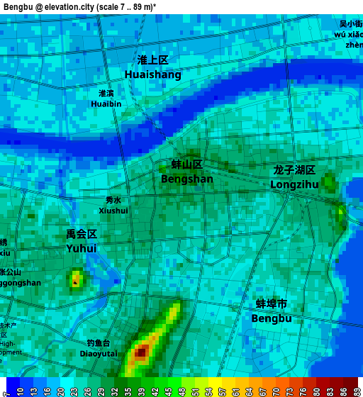 Bengbu elevation map